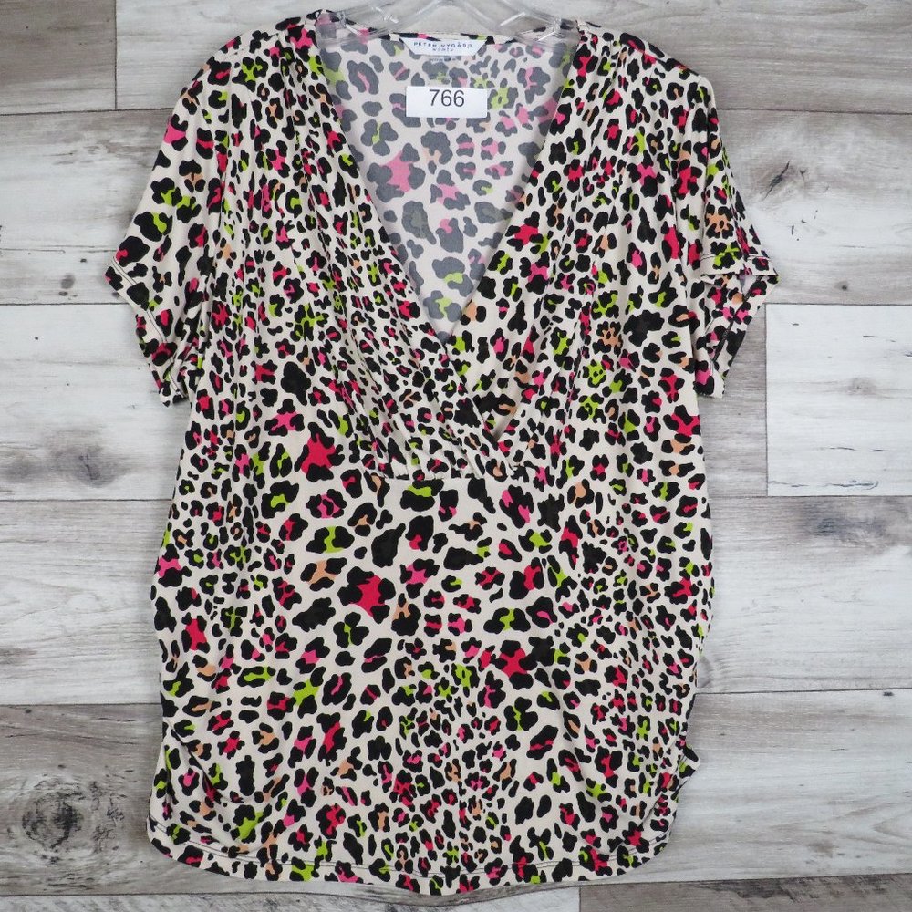Peter Nygard* Women's Short Sleeve Curved Hem Low Cowl‎ Neck Pullover Blouse~ 1X